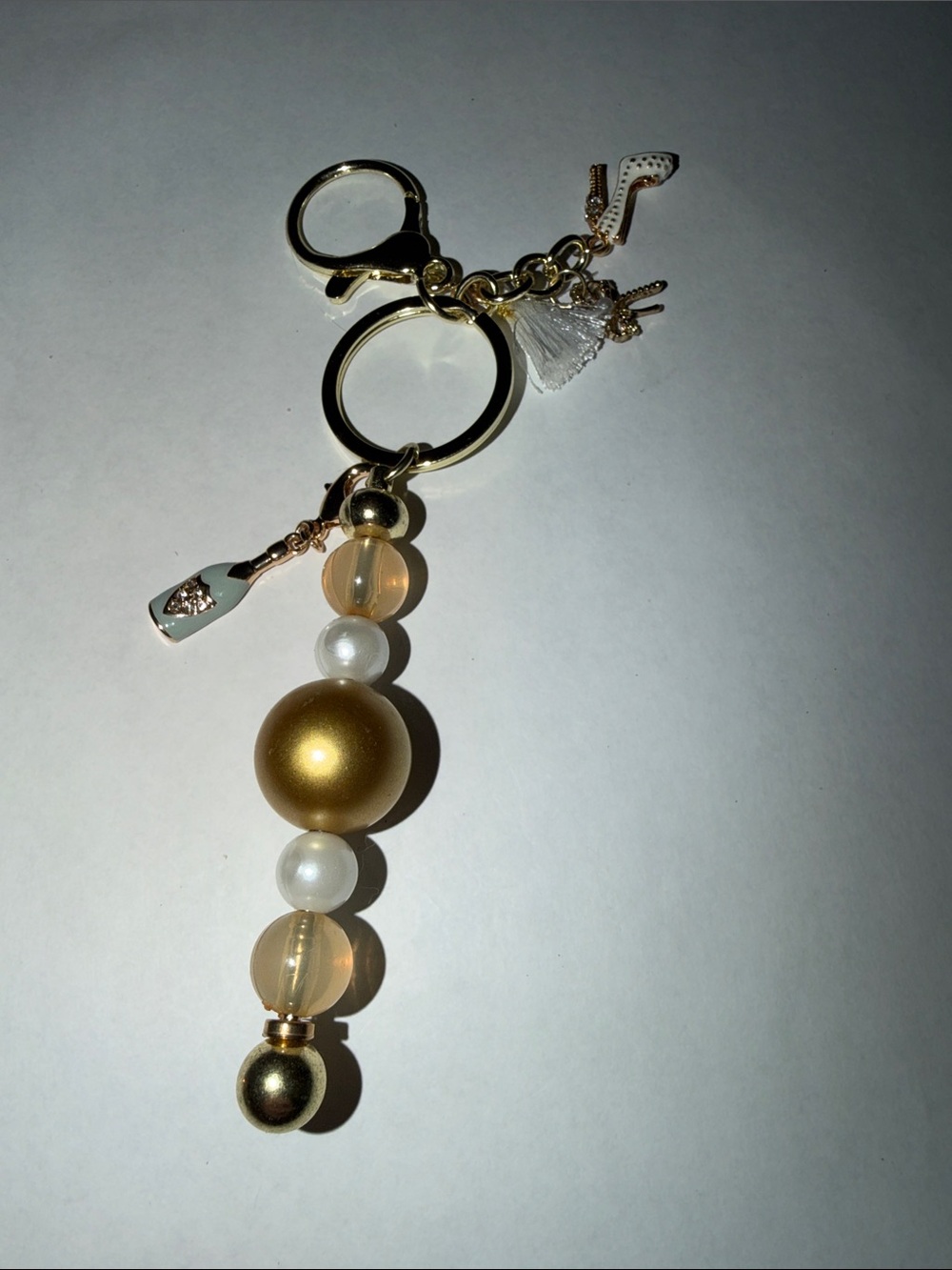 Gold Bead Tassel Keychain Charm for Women - for the Bride